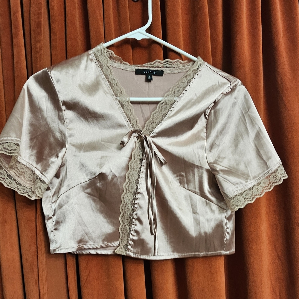 Lace+Satin Crop Top